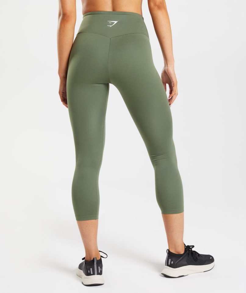 Women's Gymshark Training 7/8 Leggings Olive | NZ 8QKAFJ